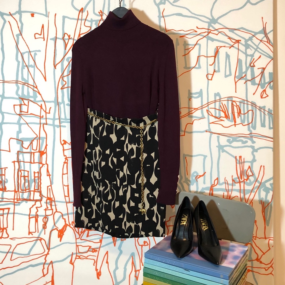 Ann Taylor abstract brush stroke pencil skirt